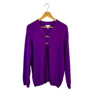 Charter Club Cotton-Blend Sweater with Gold Hardware - size 0X